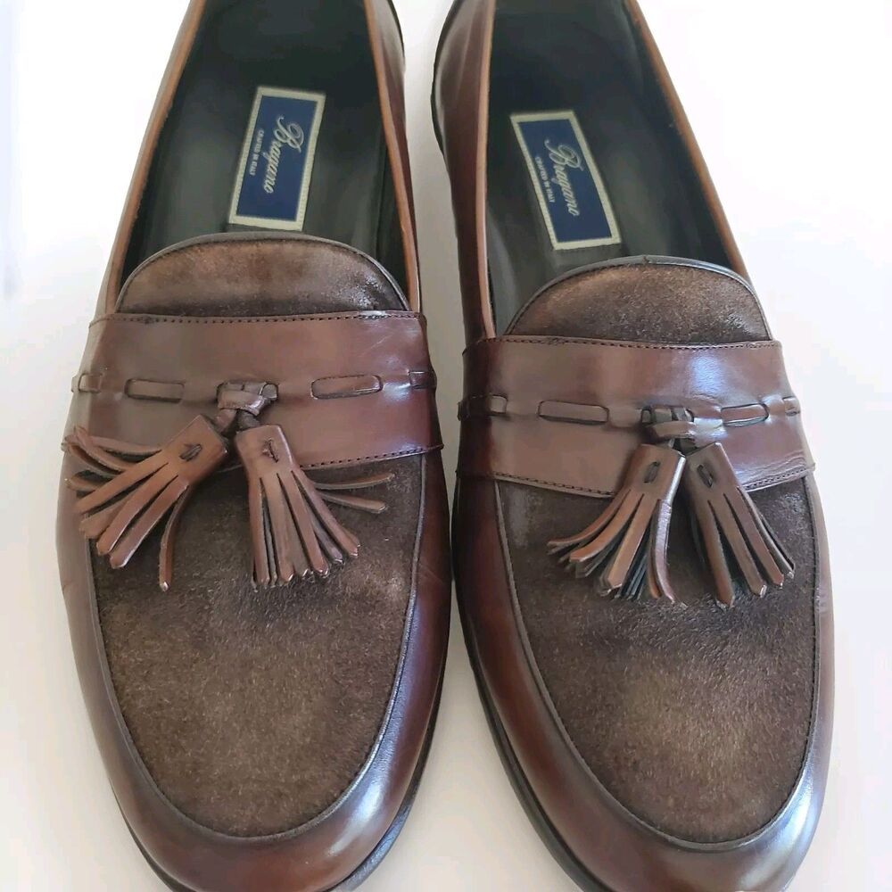 Bragano Cole Haan Dress Loafer Mens 13M Brown Leather Suede Tassel Cap Vnt